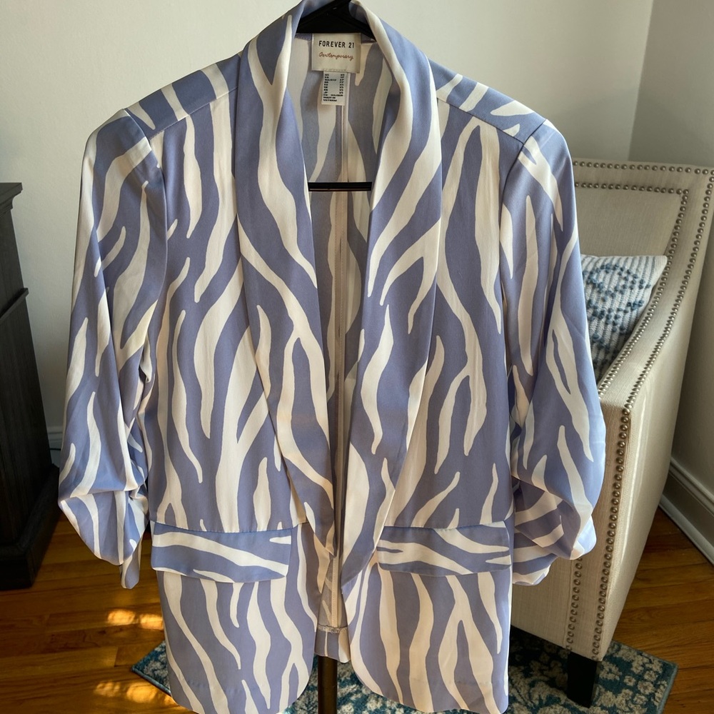 Forever 21 Matching Zebra Shorts and Blazer Set